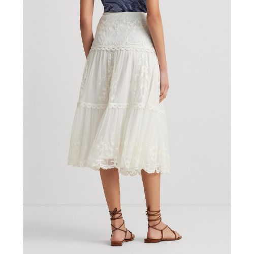 폴로 랄프로렌 Womens Embroidered Mesh Midi Skirt