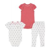 Baby Girls Pattern Bodysuits and Joggers 3 Piece Set