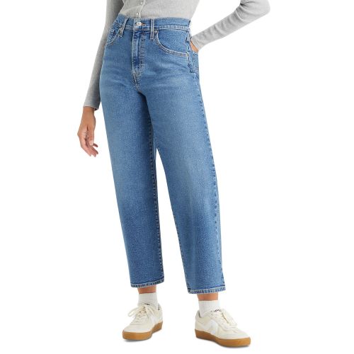 리바이스 Womens High-Rise Wide-Leg Ripped Jeans