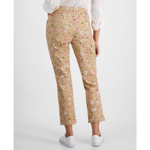 타미힐피거 Womens Floral-Print Ditsy Hampton Chino Rolled-Cuff Pants