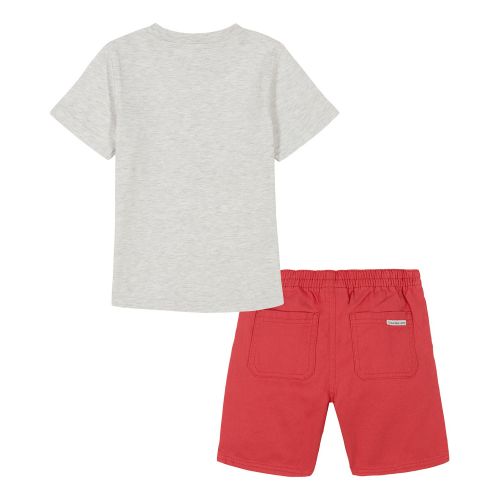  Little Boys Repeat Logo V-neck T-shirt and Twill Shorts
