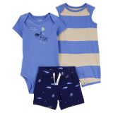Baby Boys Bodysuit Shorts and Romper 3 Piece Set