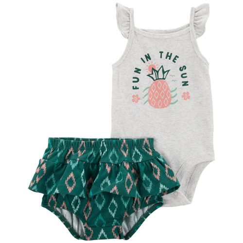 카터스 Baby Girls Pineapple Bodysuit and Diaper Cover 2 Piece Set