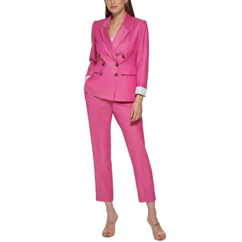DKNY Petite Double-Breasted Striped-Cuff Blazer
