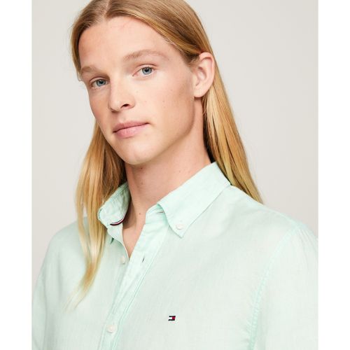 타미힐피거 Mens Pigment-Dyed Button-Down Long Sleeve Shirt