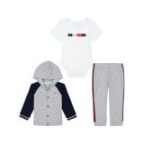 Baby Boys Logo Bodysuit Color Block Snap-Front Hoodie and Joggers 3-PC Set