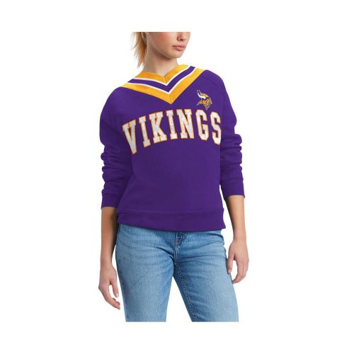 타미힐피거 Womens Purple Minnesota Vikings Heidi Raglan V-Neck Sweater