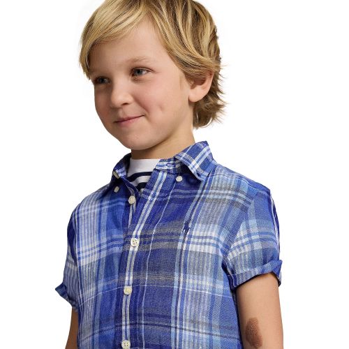 폴로 랄프로렌 Toddler and Little Boys Plaid Linen Short-Sleeve Shirt