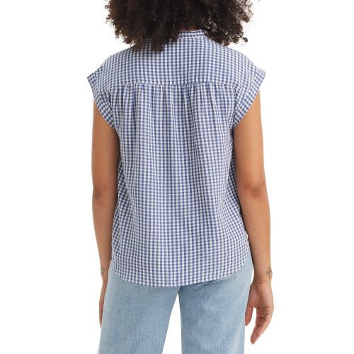 리바이스 Womens Jace Sleeveless Partial-Button-Front Blouse