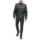 Mens Sherpa Lined Faux Leather Aviator Bomber