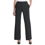 Womens Solid High-Rise Wide-Leg Career Pants