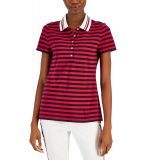 Womens Twin-Tipped Striped Polo Shirt
