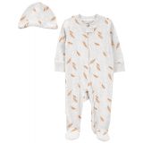 Baby Boys or Baby Girls Sleep and Play and Cap 2 Piece Set