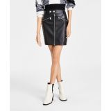 Womens Faux-Leather Studded Mini Skirt