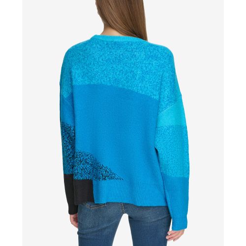 DKNY Womens Mixed-Knit Drop-Sleeve Sweater