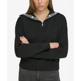 Womens Half-Zip Funnel-Neck Logo-Detail Sweater