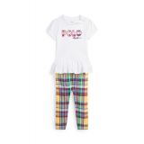 Baby Girls Logo Jersey T-shirt and Plaid Leggings Set