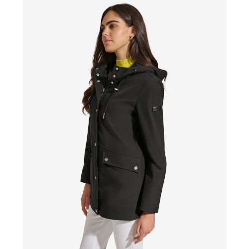 DKNY Womens Hooded Long-Sleeve Water-Resistant Raincoat