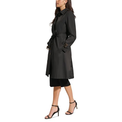 DKNY Womens Single-Breasted Pleated Trench Coat