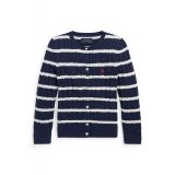 Toddler and Little Girls Striped Mini-Cable Cotton Cardigan Sweater