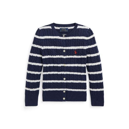 폴로 랄프로렌 Toddler and Little Girls Striped Mini-Cable Cotton Cardigan Sweater