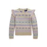 Big Girls Ruffled Fair Isle Wool-Blend Sweater