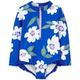 Toddler Girls Floral-Print One-Piece Rash Guard Swimsuit