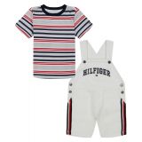Baby Boys Short Sleeve Striped T-shirt and Signature Shortalls 2 Piece Set