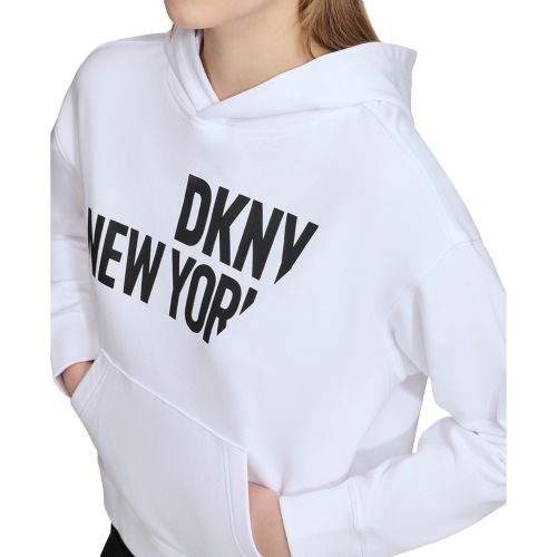 DKNY Womens Sliced Logo Print Cotton Hoodie