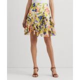 Womens Ruffled Floral Miniskirt