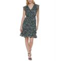 Womens Ruffled Floral Print Fit & Flare Dress
