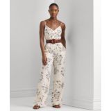 Womens Belted Floral Jumpsuit
