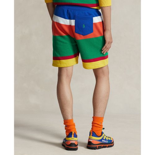 폴로 랄프로렌 Mens 6-Inch Logo Striped Fleece Shorts