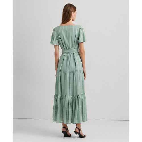 폴로 랄프로렌 Womens Shadow-Gingham Belted Cotton-Blend Dress