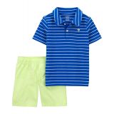 Toddler Boys Polo Shirt and Shorts 2 Piece Set