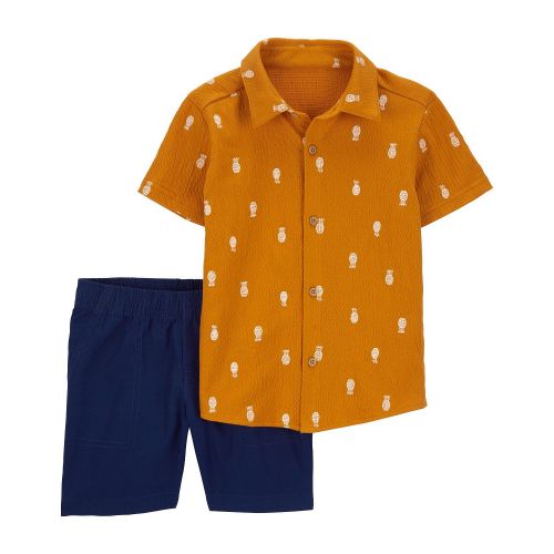 카터스 Toddler Boys Pineapple Print Shirt and Canvas Shorts 2 Piece Set