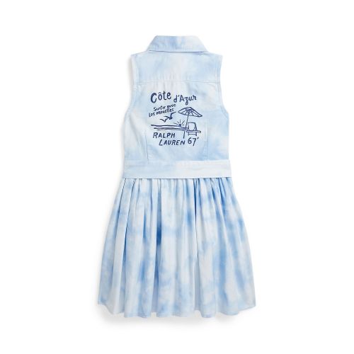 폴로 랄프로렌 Toddler and Little Girls Belted Tie Dye-Print Cotton Shirtdress
