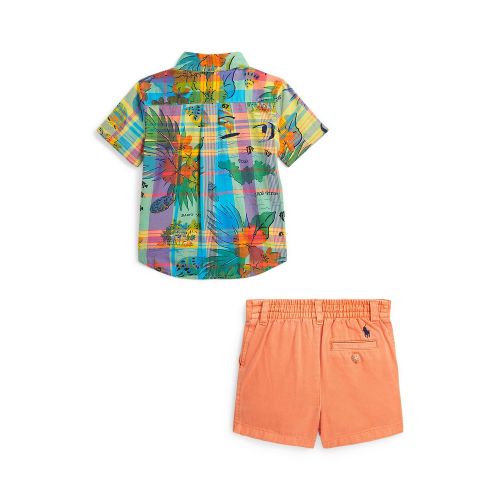 폴로 랄프로렌 Baby Boys Cotton Madras Shirt and Chino Shorts Set