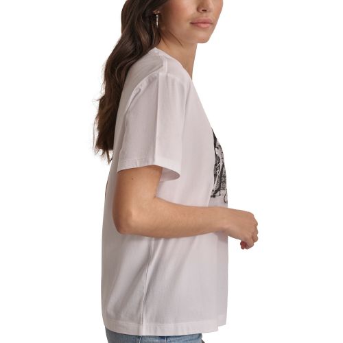 DKNY Womens Graffiti Logo Print T-Shirt