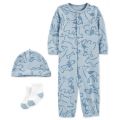 Baby Boys Take Home Converter Gown Set with Hat and Socks 3 Piece Set