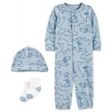 Baby Boys Take Home Converter Gown Set with Hat and Socks 3 Piece Set