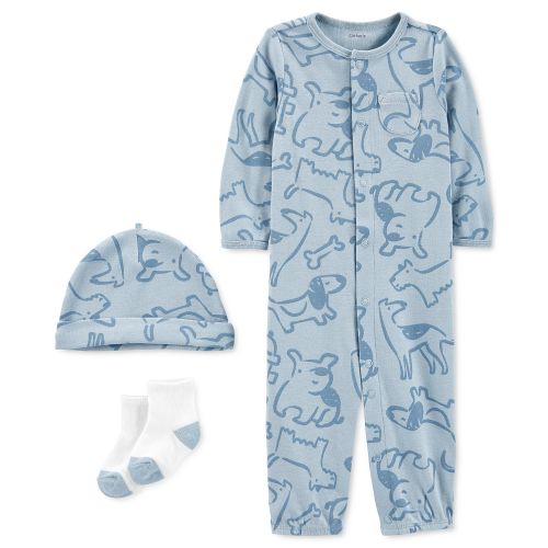 카터스 Baby Boys Take Home Converter Gown Set with Hat and Socks 3 Piece Set