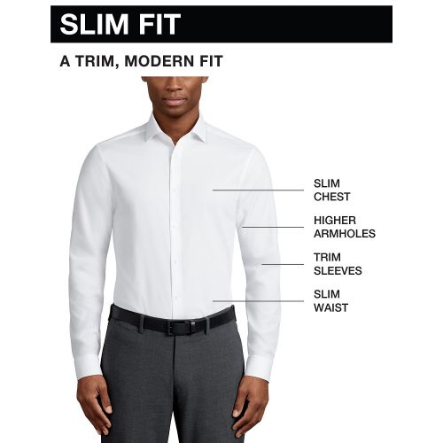 타미힐피거 Mens Flex Slim Fit Wrinkle Free Stretch Pinpoint Oxford Dress Shirt