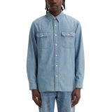 Mens Worker Relaxed-Fit Button-Down Chambray Shirt
