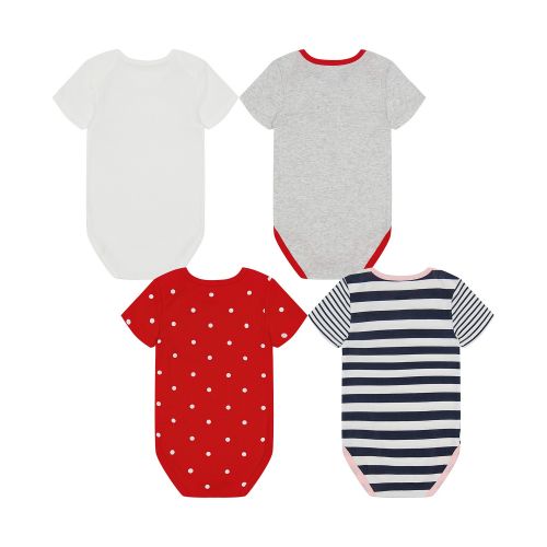 타미힐피거 Baby Girls Pattern Logo Short Sleeve Bodysuits Pack of 4