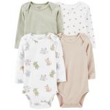 Baby Boys and Baby Girls Long Sleeve Bodysuits Pack of 4
