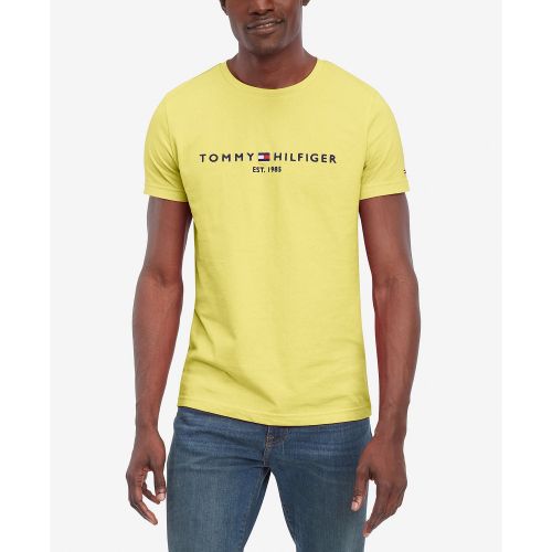 타미힐피거 Mens Embroidered Logo Slim-Fit Crewneck T-Shirt