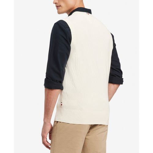 타미힐피거 Mens Ricecorn V-Neck Cotton Sweater Vest