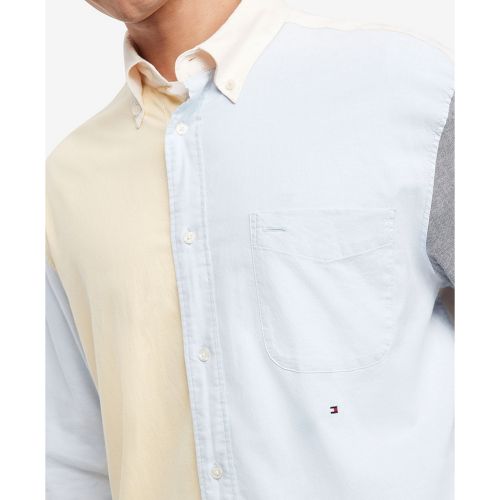 타미힐피거 Mens Regular-Fit Colorblocked Oxford Shirt