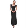 Womens Square-Neck Organza-Sleeve Gown